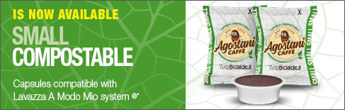 Agostani Small Compostable, Lavazza A Modo Mio Compostable compatible capsules Agostani Small Compostable coffee capsules compatible Lavazza A Modo Mio
