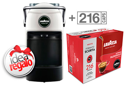 Offer: JOLIE Bianca coffee machine + 216 Lavazza Caps A Modo Mio Passionale  with Free Shipping