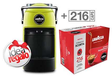 Offer JOLIE Lime coffee machine + 216 Lavazza A Modo Mio Passionale coffee  pods