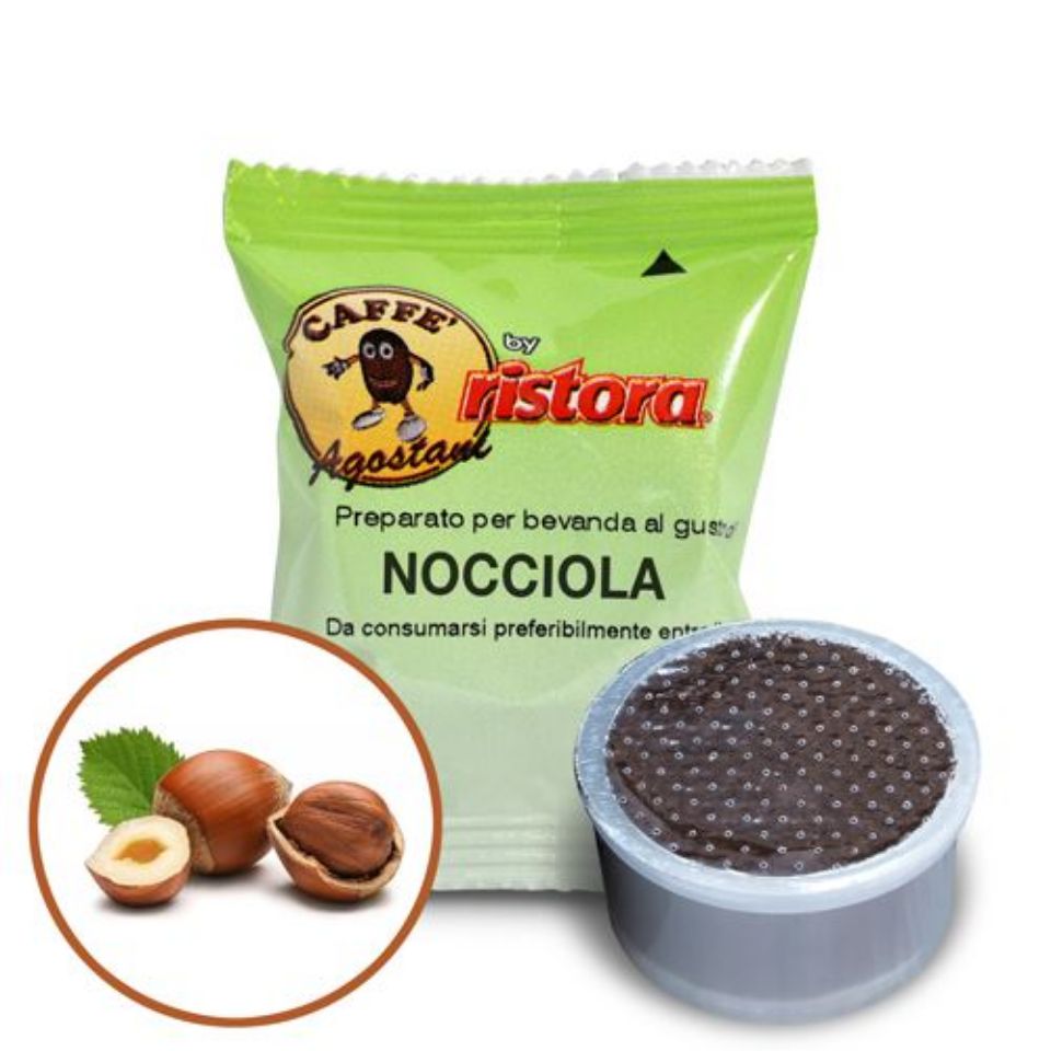 Picture of 50 Agostani by Ristora Cappuccino capsules flavored with HAZELNUT compatible with Lavazza Point System