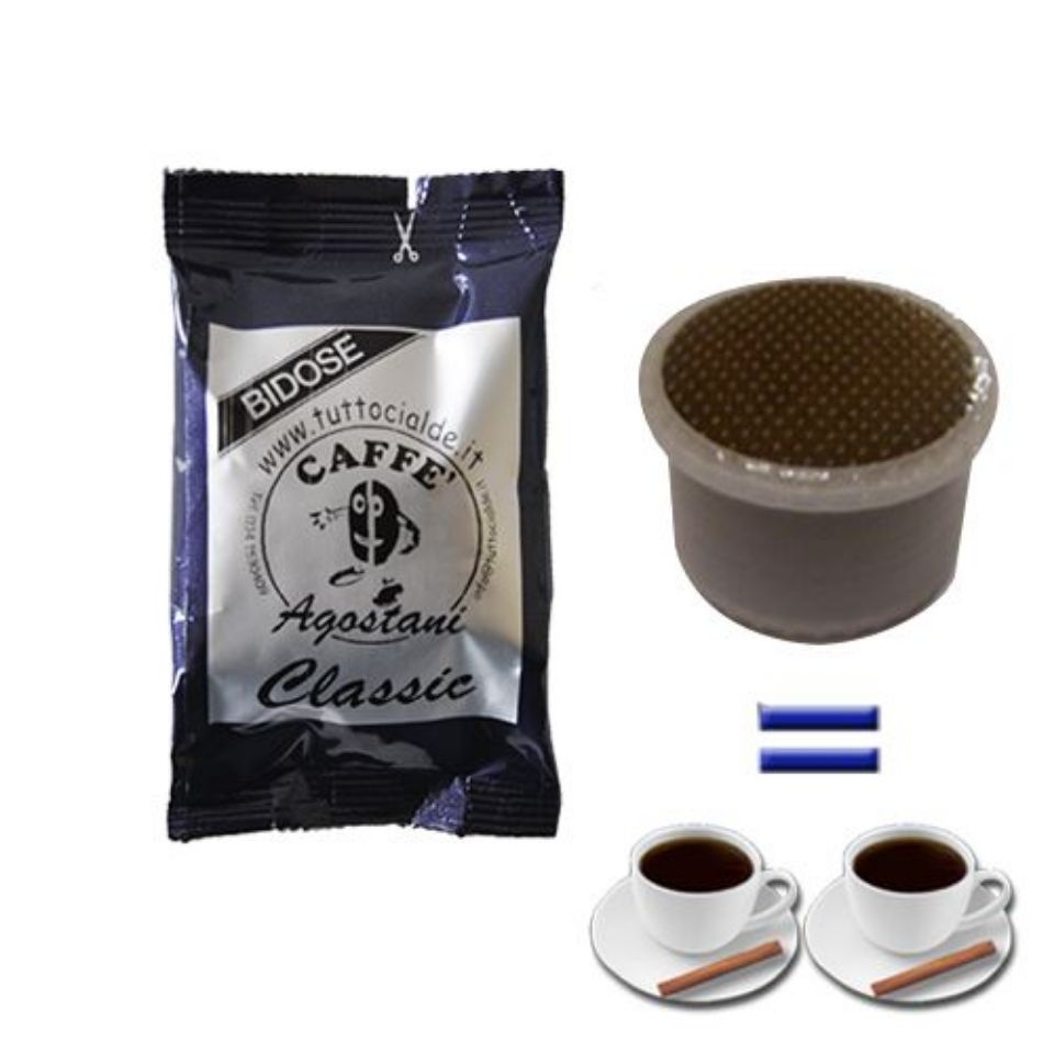 Picture of 100 Cialde Bidose Agostani Classic per 200 caffè utilizzabile su macchine lavazza caffè e cappuccino senza adattatore