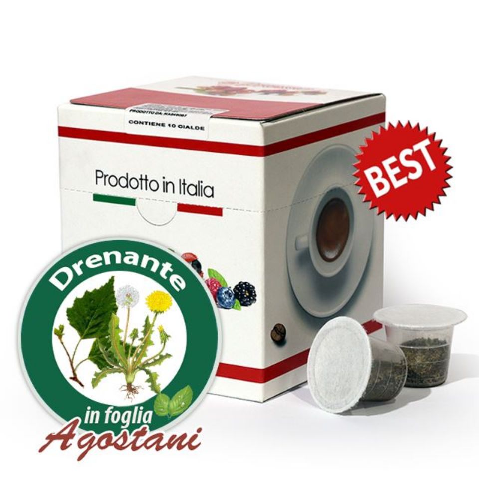 Picture of 10 caps of Agostani Best draining herbal tea compatible with Nespresso system