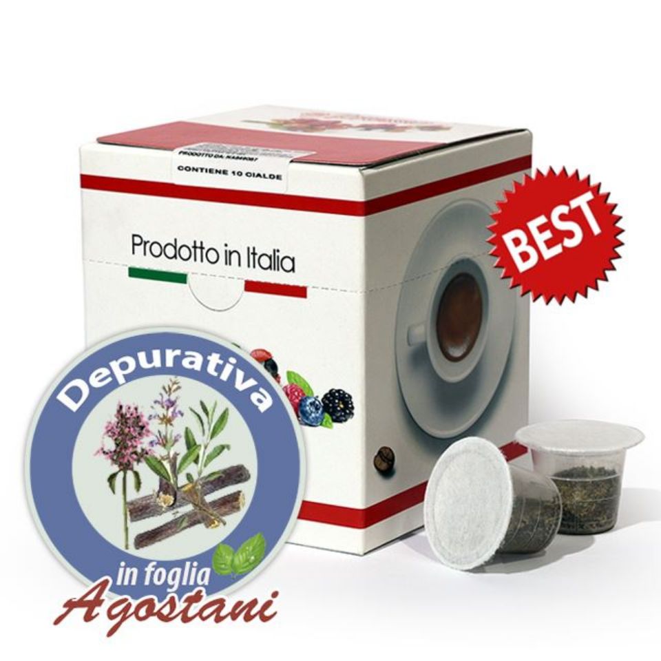 Picture of 10 caps of Agostani Best Depurative herbal tea compatible with Nespresso system