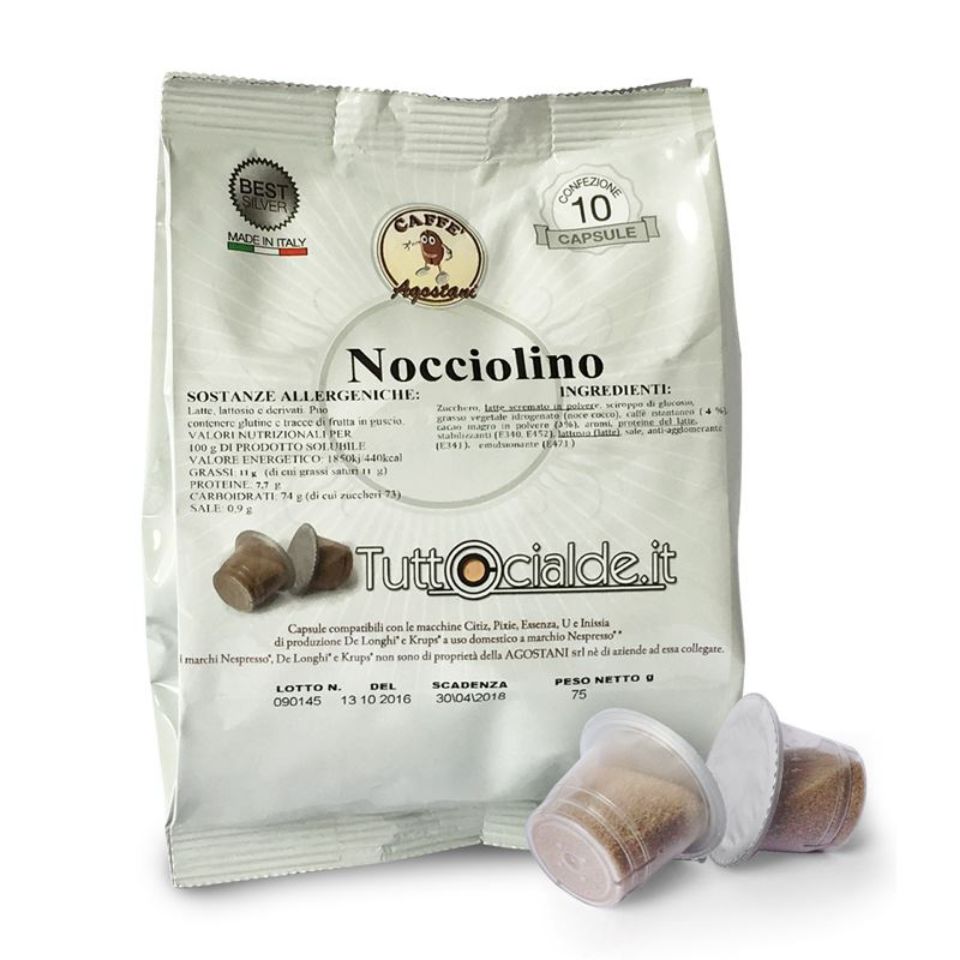 Picture of 10 Nocciolino Agostani Best Silver Nespresso compatible capsules