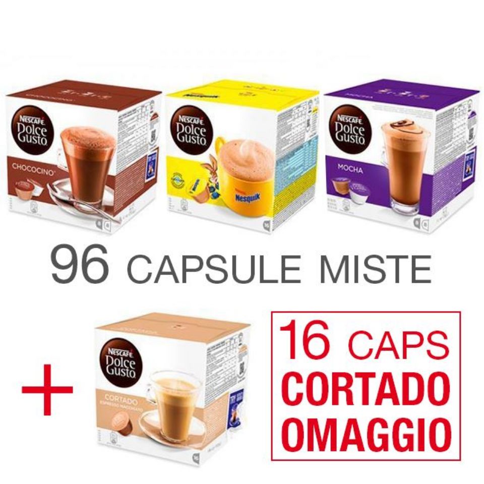 Picture of Offerta: 96 capsule Nescafé Dolce Gusto miscele MISTE + 16 caps CORTADO in OMAGGIO
