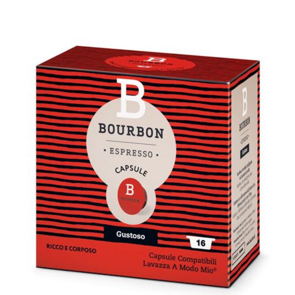 Picture of 128 capsules of Bourbon GUSTOSO A Modo Mio compatible produced by Lavazza Free shipment