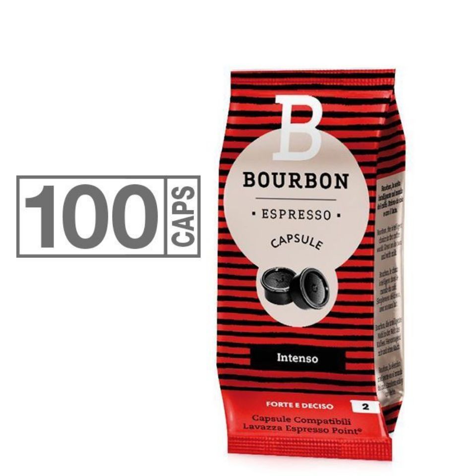 Picture of 100 capsules of Bourbon INTENSO Espresso Point compatible produced by Lavazza
