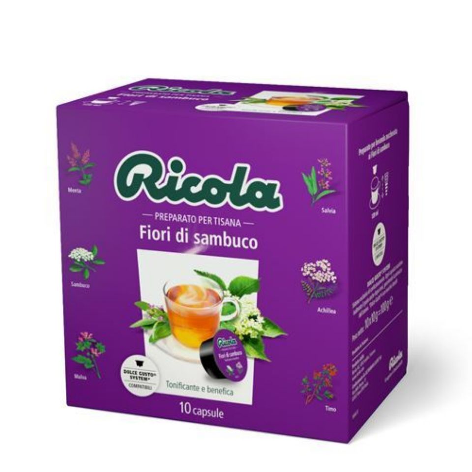 Picture of 10 Ricola Elderflower herbal tea caps compatible with Nescafé Dolce Gusto system