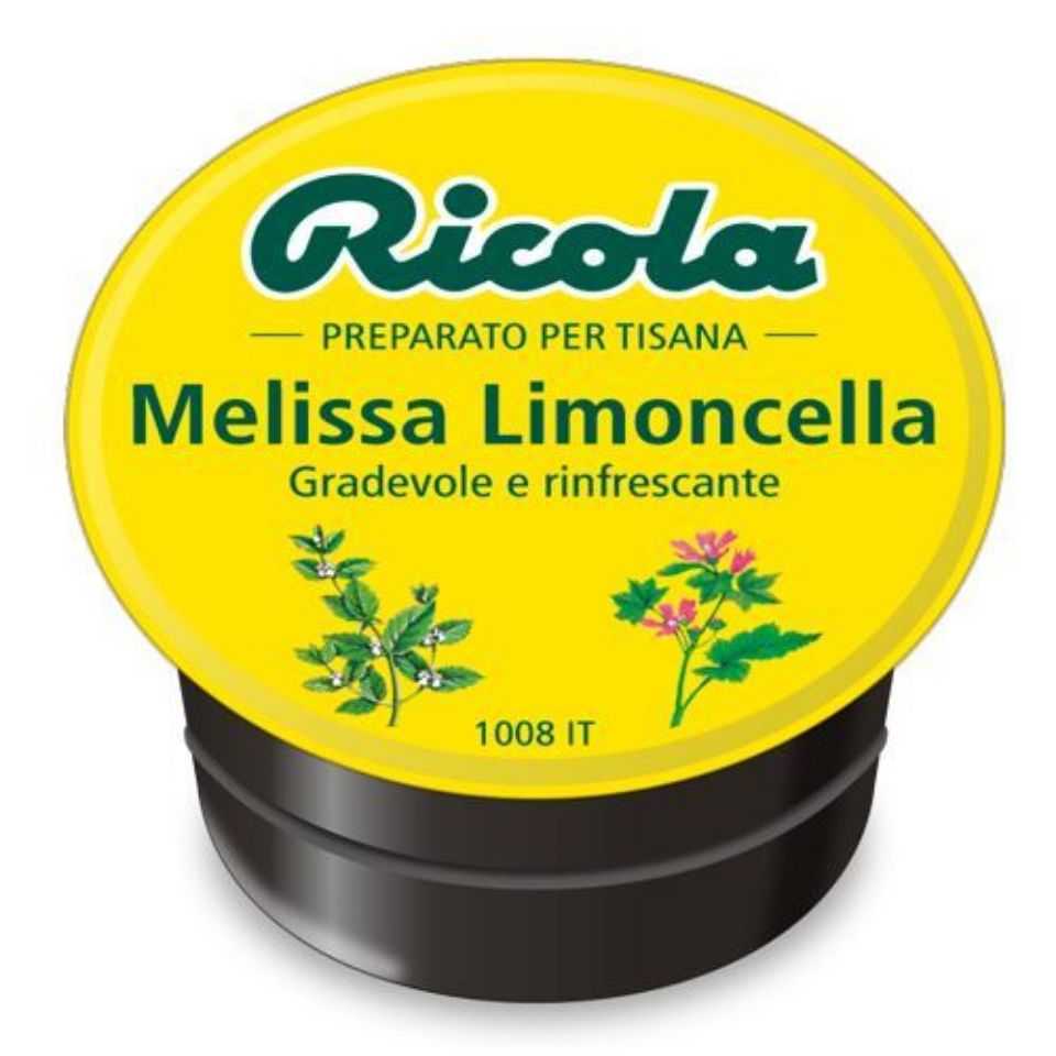 Picture of 10 Ricola Lemon Balm herbal tea caps compatible with Nescafé Dolce Gusto system