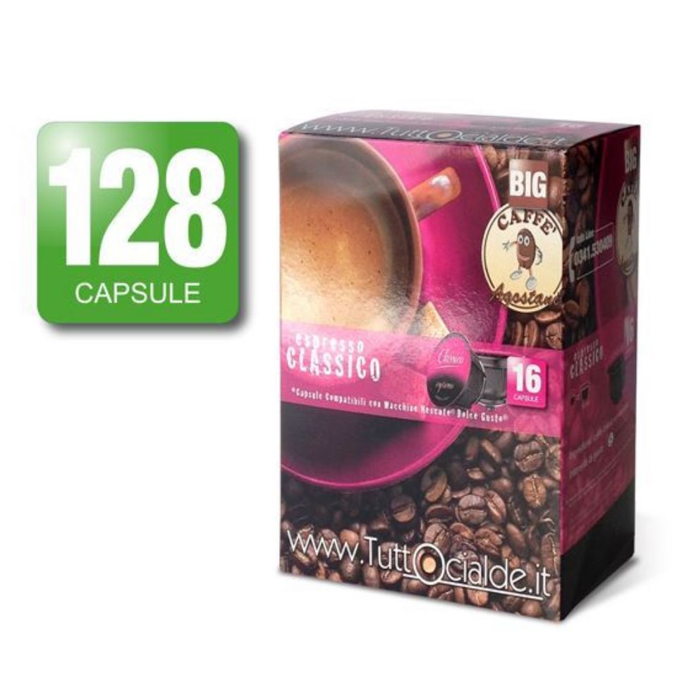 Picture of 128 Agostani BIG Espresso Classico coffee capsules compatible with Nescafé Dolce Gusto
