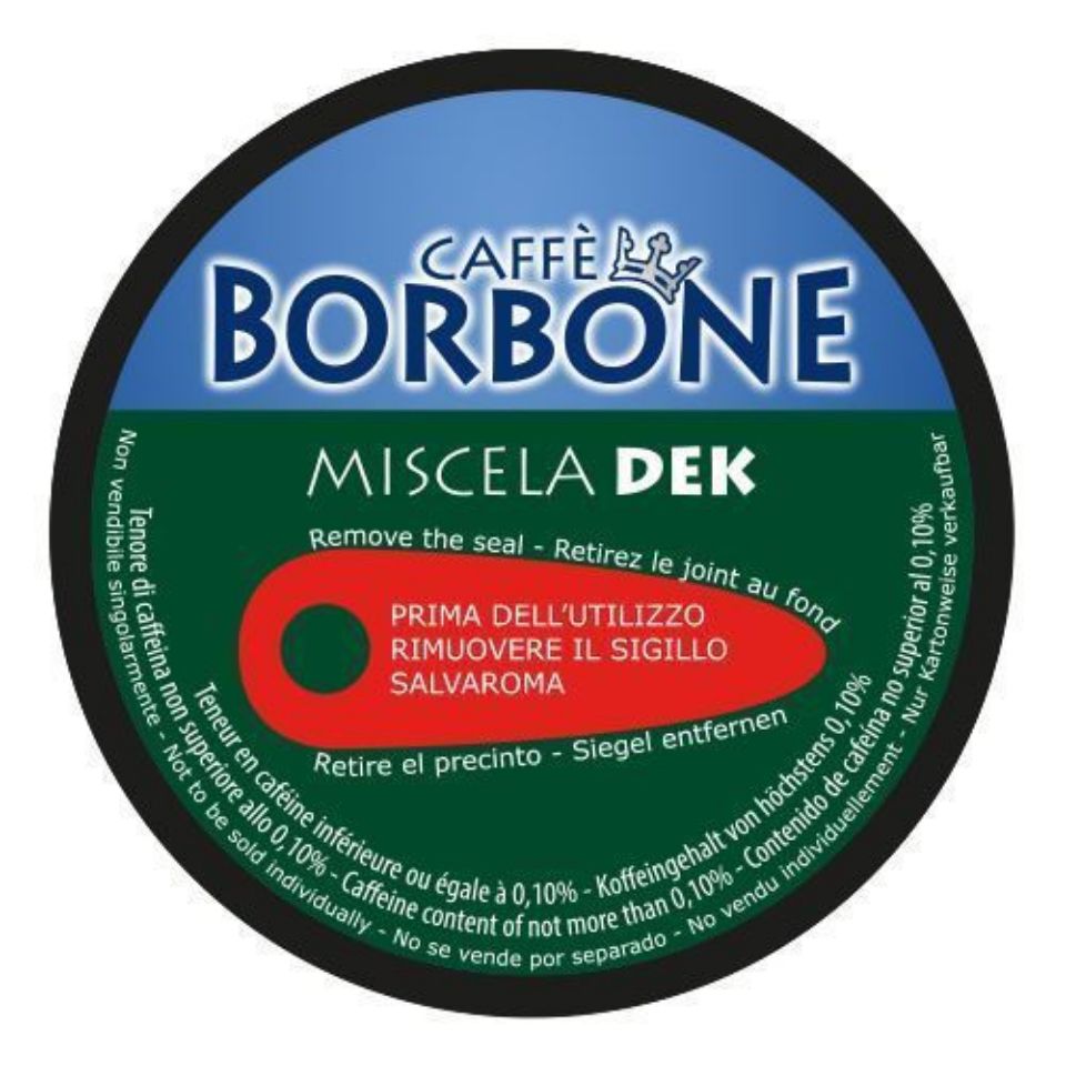Picture of 90 Caffè Borbone DEK Blend (decaffeinated coffee) capsules compatible with Dolce Gusto coffee machines