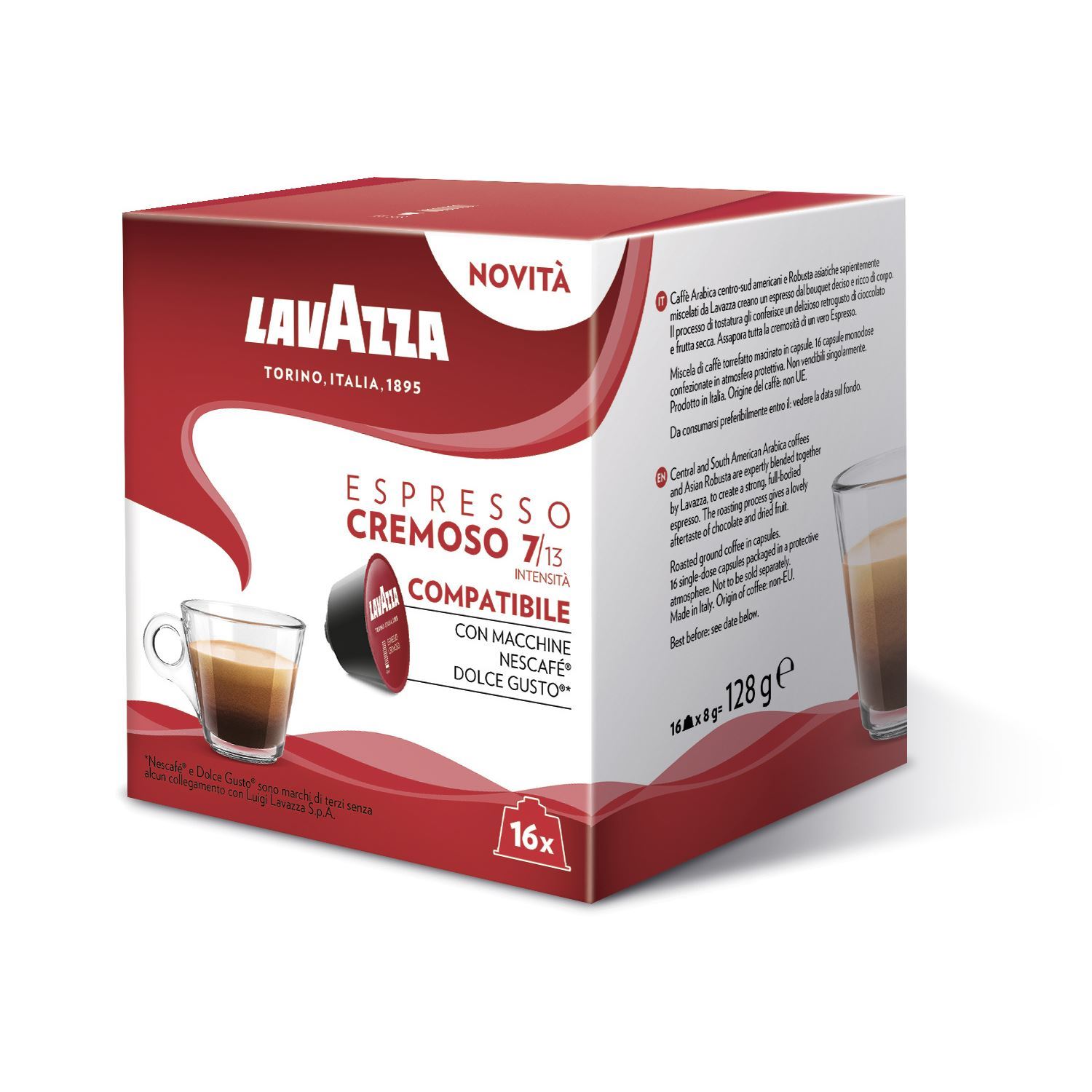 16 Lavazza Espresso Cremoso coffee capsules compatible with Nescafè