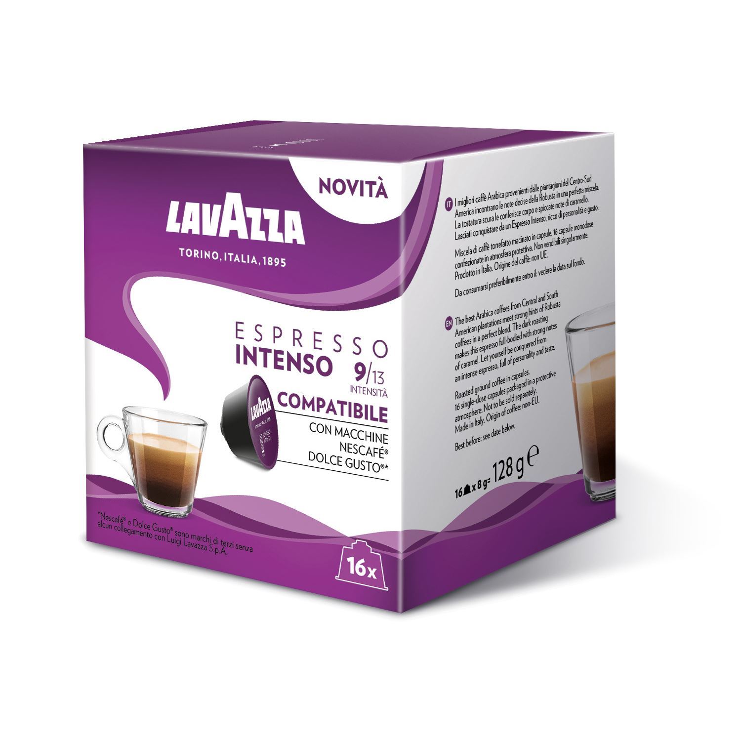 16 Lavazza Espresso Intenso coffee capsules compatible with Nescafè