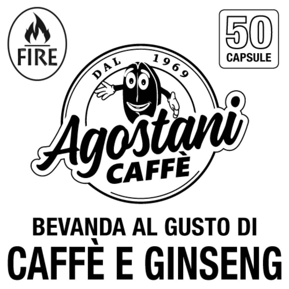 Picture of 50 capsules flavored drink of COFFEE AND GINSENG Agostani Fire compatible with HIM, Espressitaliani and Italico