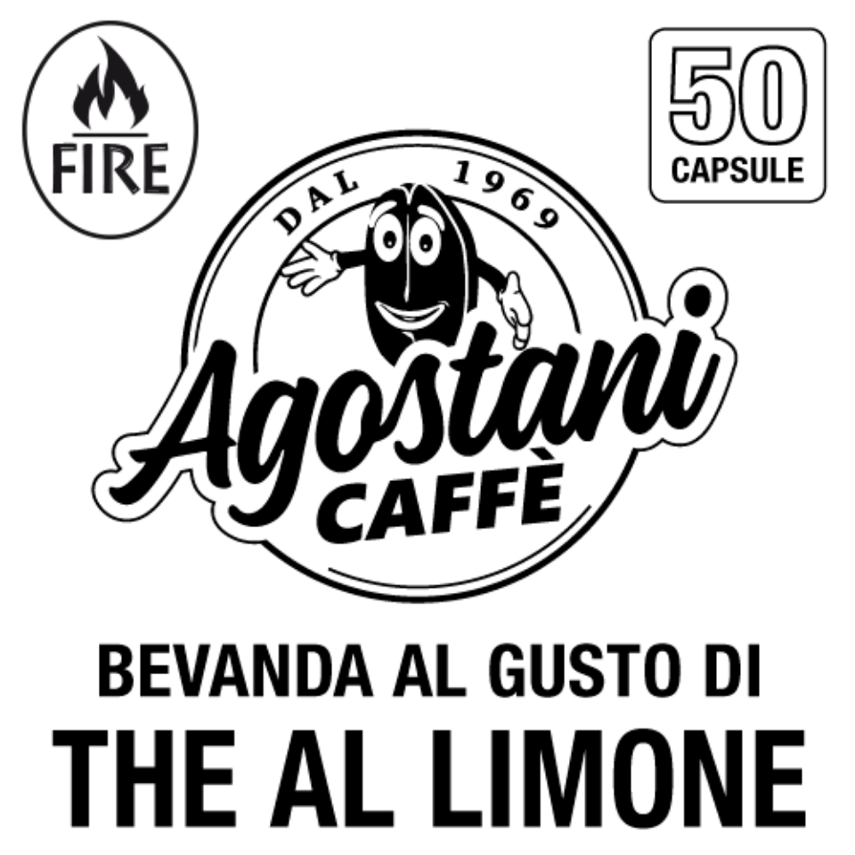 Picture of 50 Agostani Fire LEMON TEA flavored drink capsules compatible with HIM, Espressitaliani and Italico