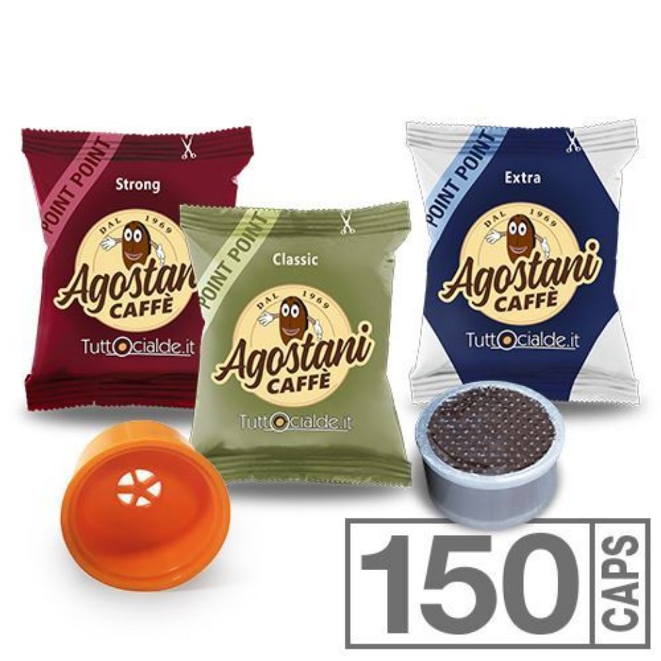 Picture of SPECIAL OFFER TASTING: 150 Agostani POINT capsules mix compatible Lavazza Espresso Point + Adapters for Lavazza ECL101 coffee machine
