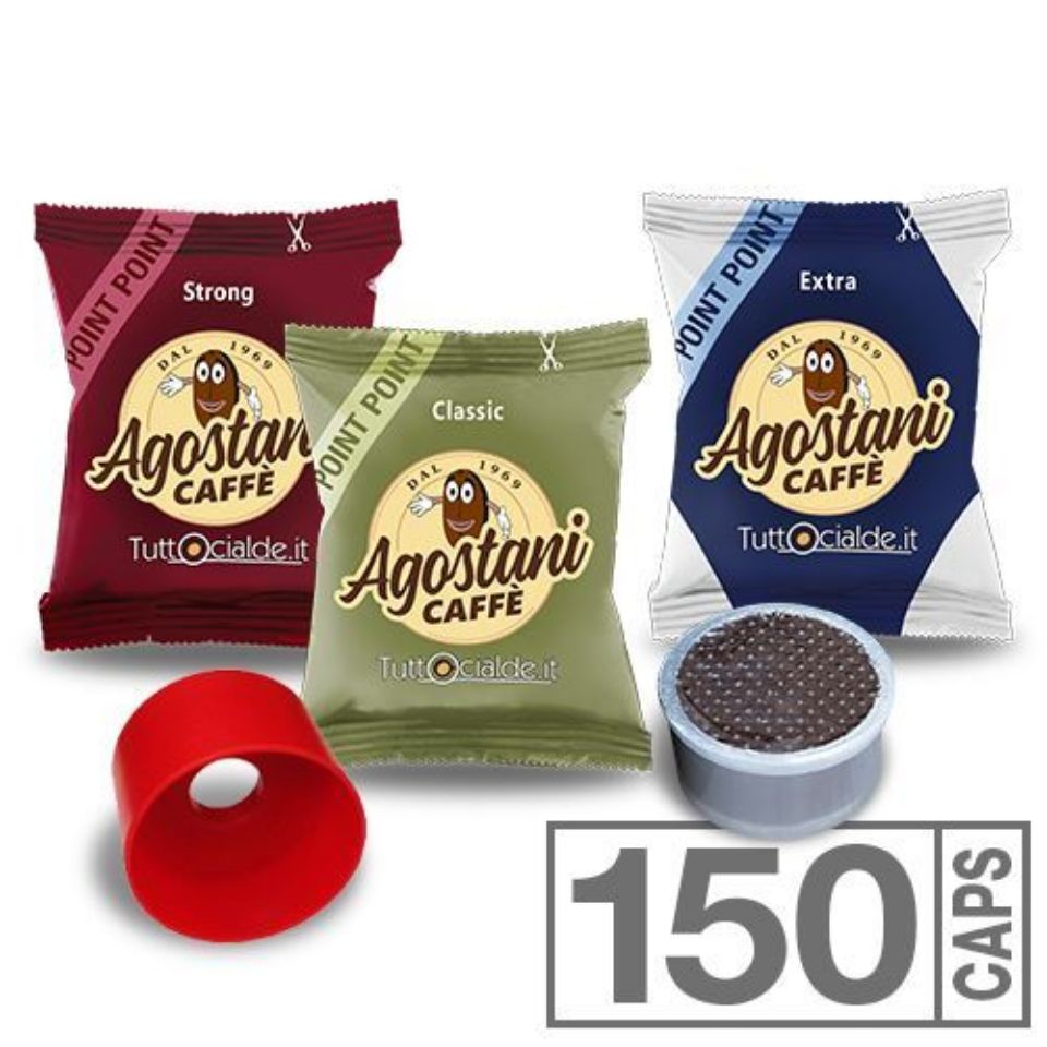 Picture of SPECIAL OFFER TASTING: 150 Agostani POINT capsules mix compatible Lavazza Espresso Point + Adapters for Lavazza ESPRESSO E CAPPUCCINO coffee machine