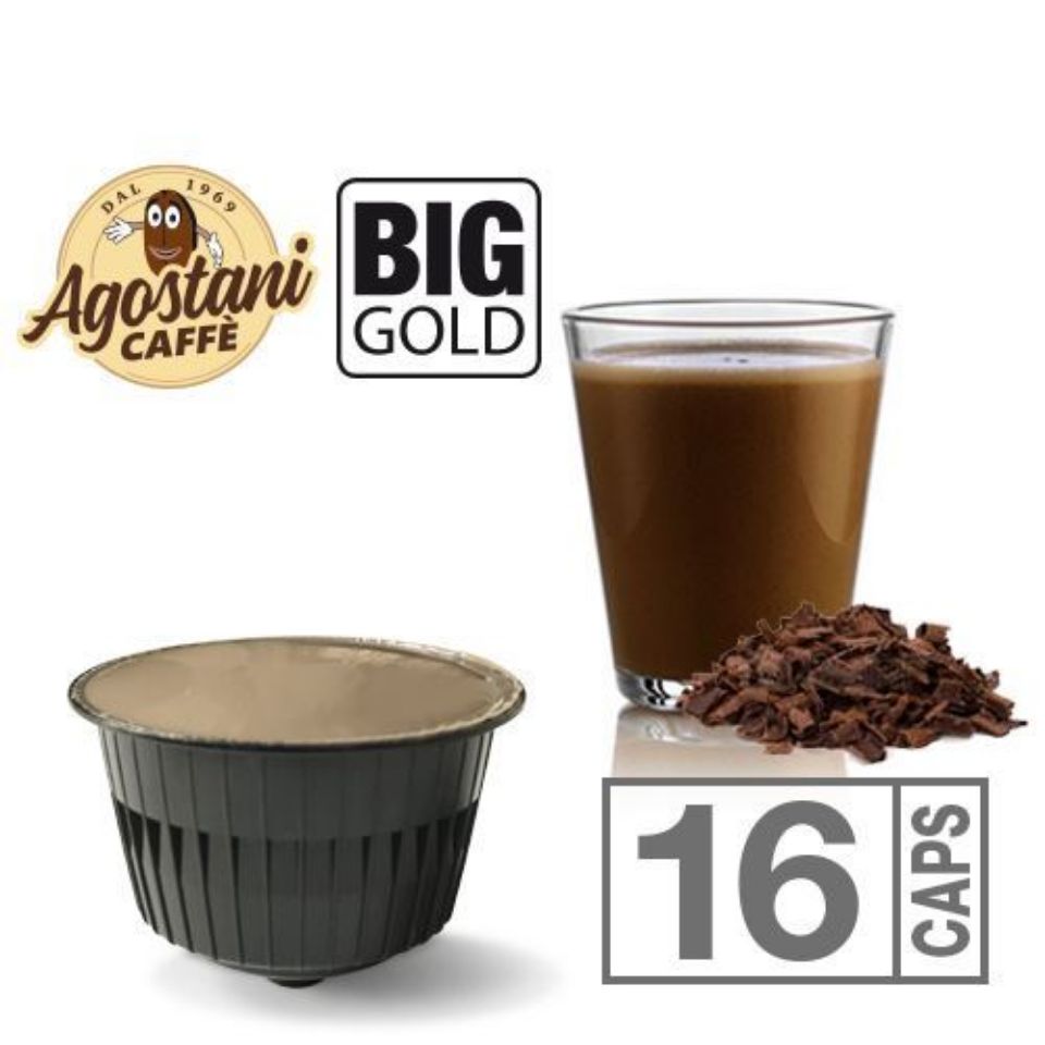 Picture of 16 Agostani BIG GOLD Chocolate Capsules Compatible with Nescafé Dolce Gusto