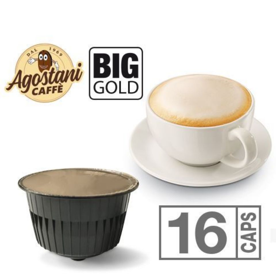 Picture of 16 Agostani BIG GOLD Cappuccino Capsules Compatible with Nescafé Dolce Gusto system