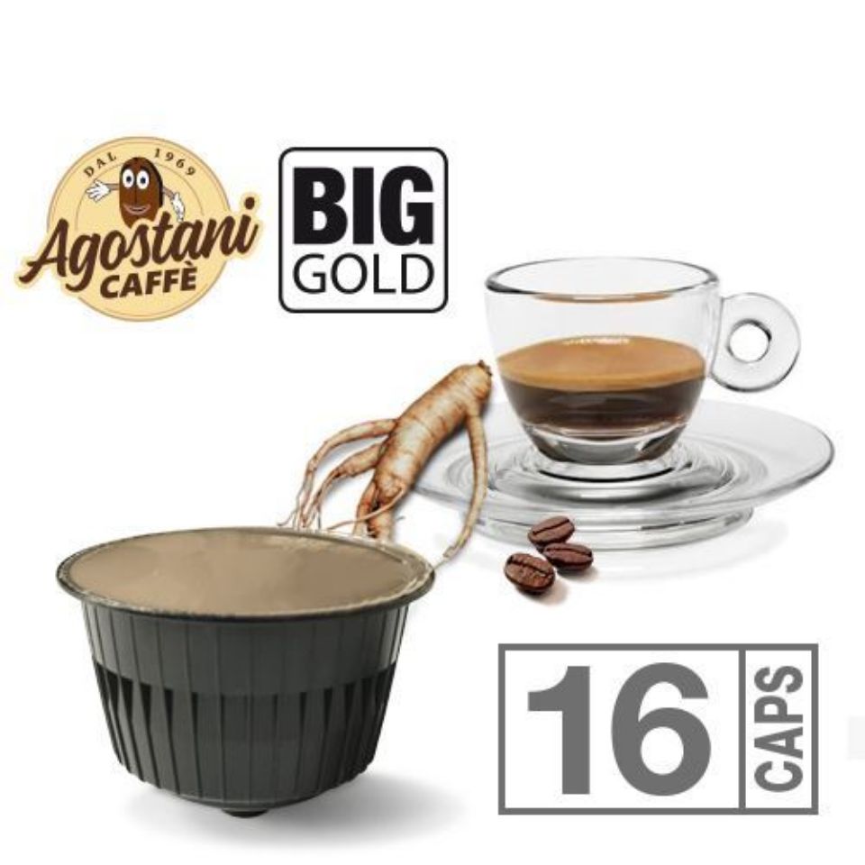 Picture of 16 Agostani BIG GOLD Ginseng Capsules compatible with Nescafé Dolce Gusto system