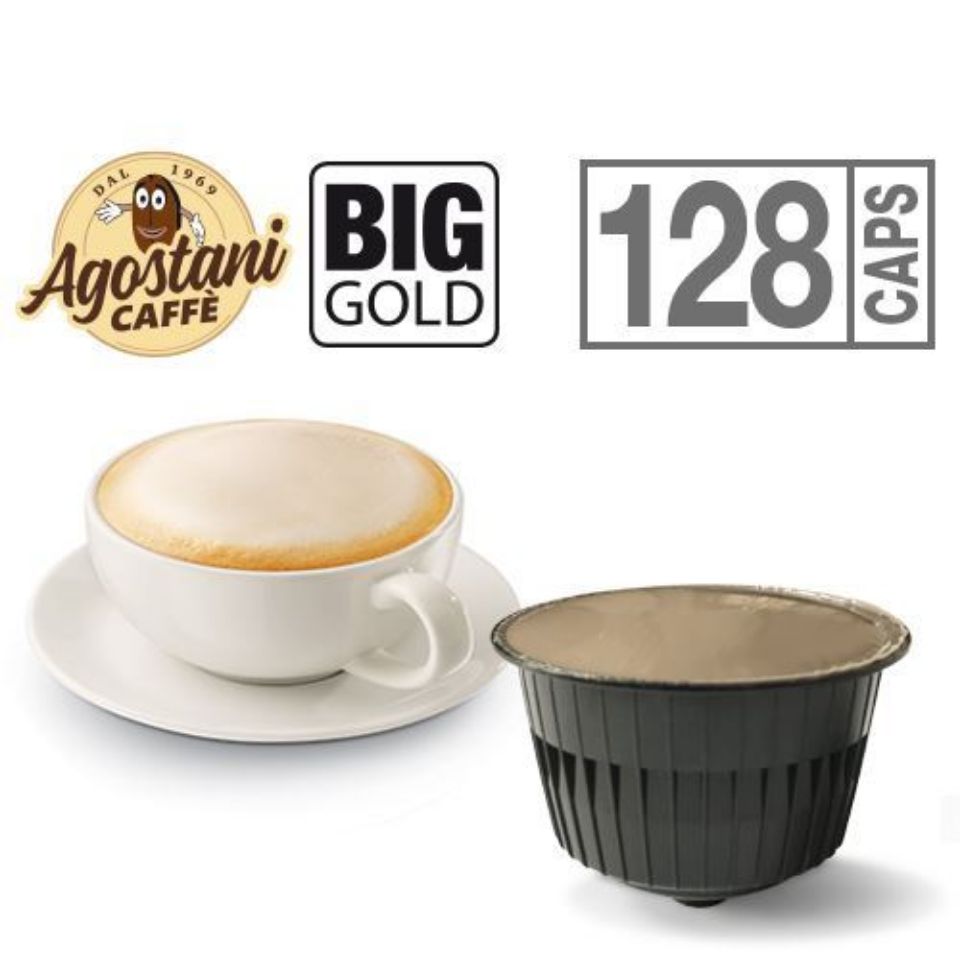 Picture of 128 CAPPUCCINO Agostani Big Gold Capsules compatible Nescafé Dolce Gusto system (*Free Shipping)