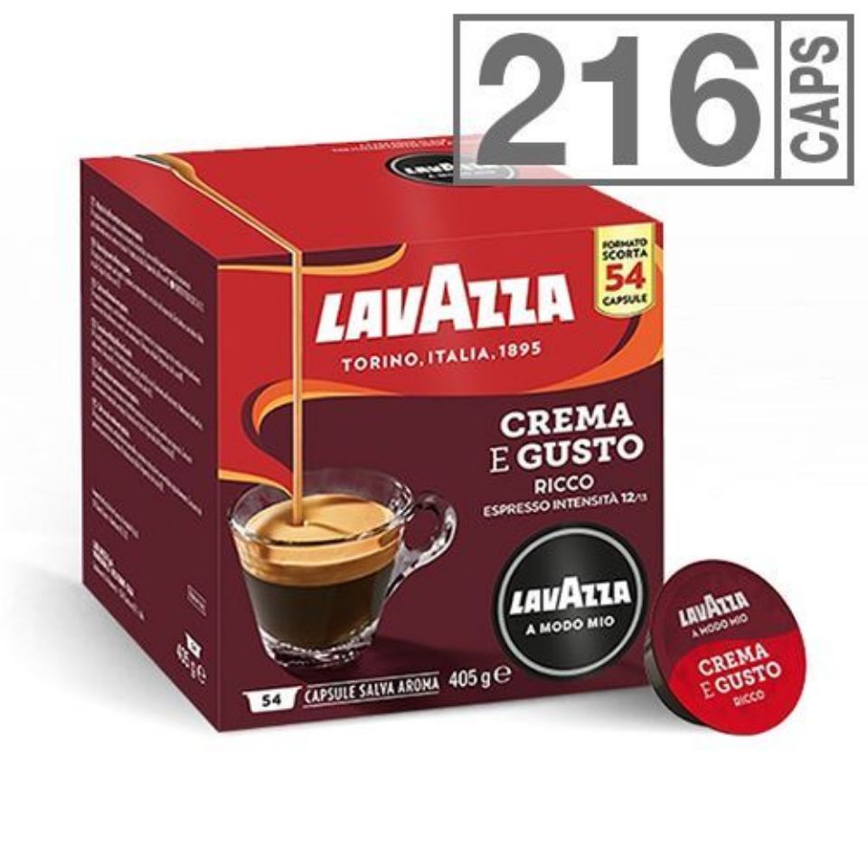 Picture of 216 coffee capsules of Lavazza Crema e Gusto RICCO A Modo Mio line