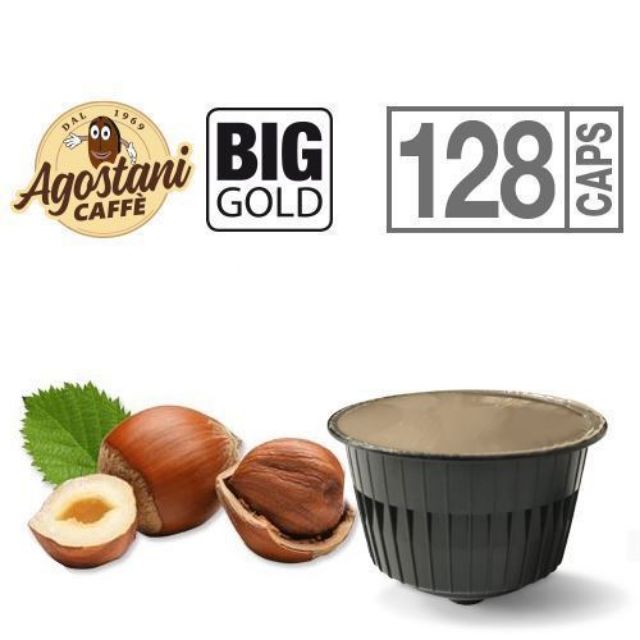 128 Capsule Nocciolino Agostani BIG GOLD Compatibili Nescafé Dolce Gusto