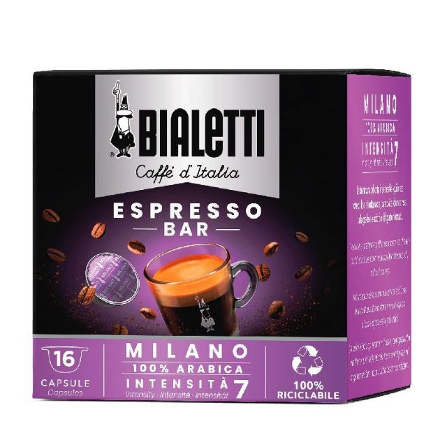 128 aluminum capsules of Bialetti MILANO - I caffè d'Italia