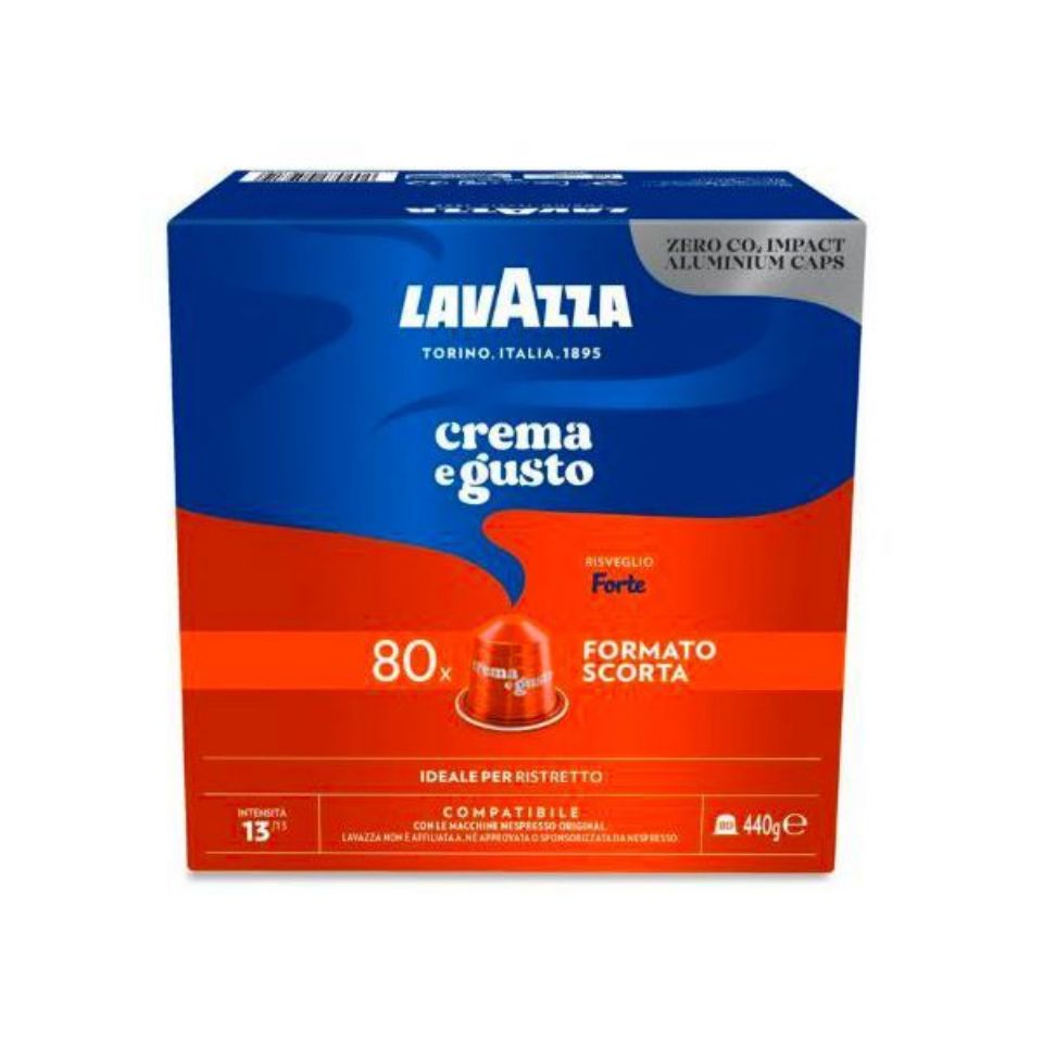 Picture of 80 aluminum caps for Lavazza Crema e Gusto Forte coffee compatible with Nespresso system