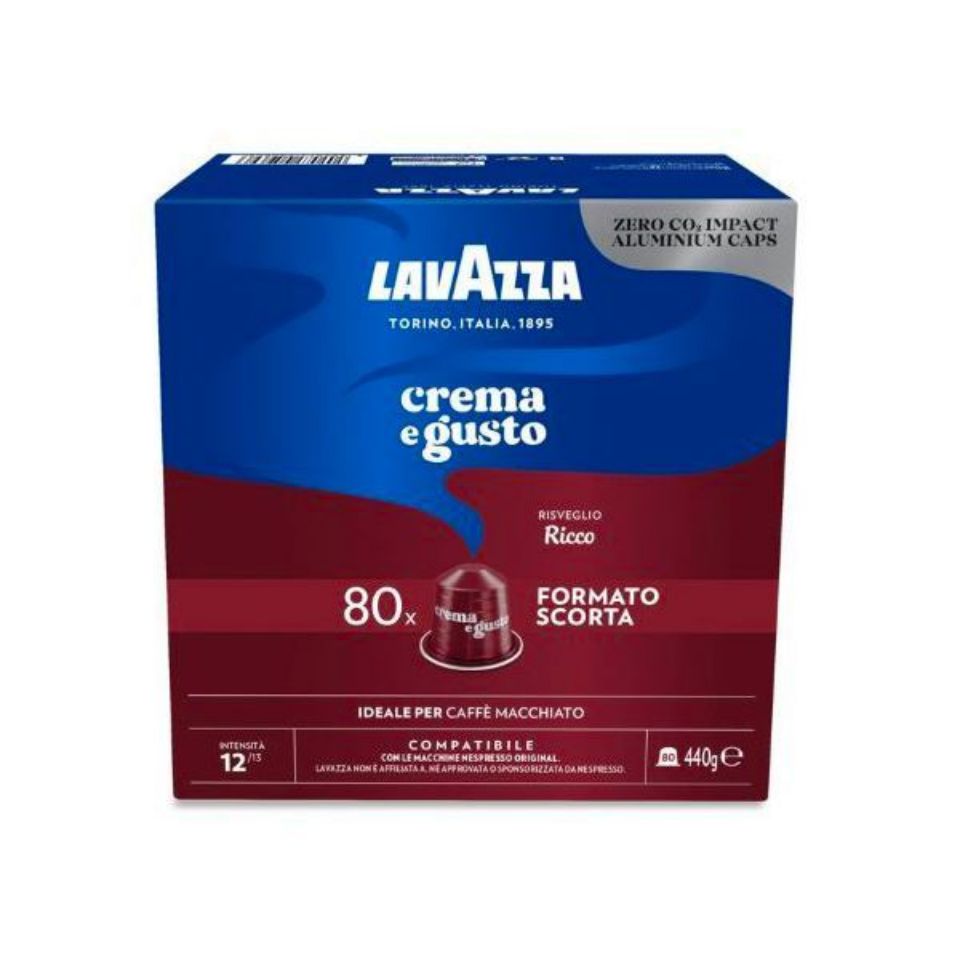 10 Aluminum Capsules Lavazza Crema e Gusto Ricco Nespresso Compatible