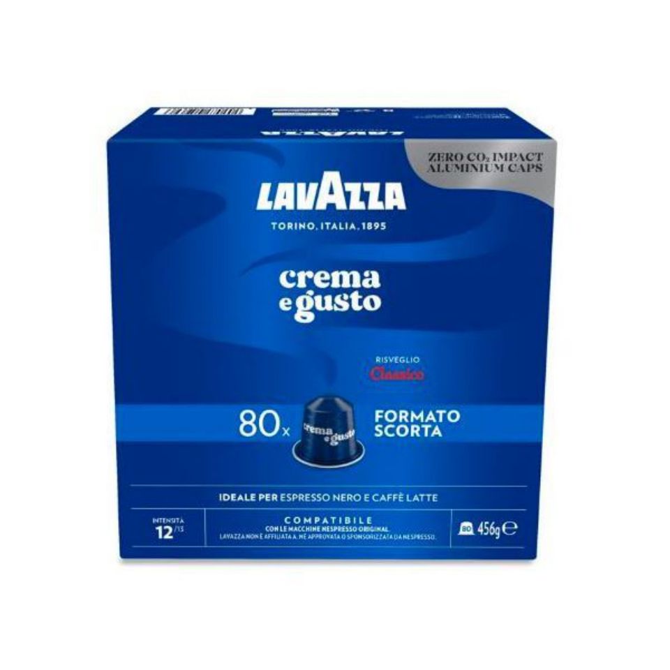 Picture of 80 aluminum coffee caps of Lavazza Crema e Gusto Classico compatible with Nespresso system