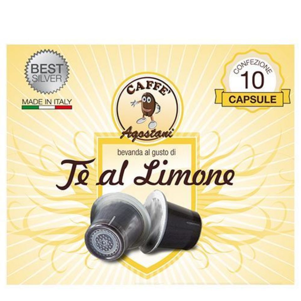 Picture of 10 caps of Agostani Best Silver Lemon Tea compatible with Nespresso system