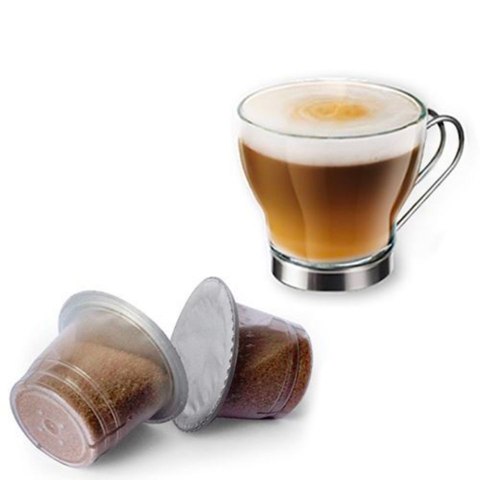 Picture of 10 caps of Agostani Best Silver Cortado capsules compatible with Nespresso system