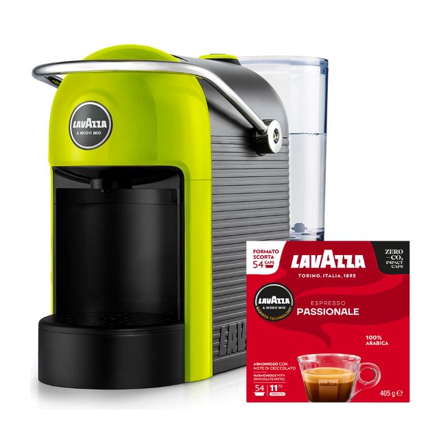 Offer: JOLIE Lime coffee machine + 216 Caps Lavazza A Modo Mio Passionale with Free Shipping