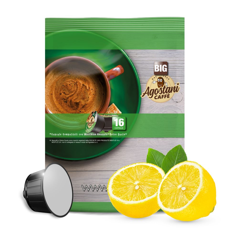 Picture of 16 Agostani Big Lemon Tea Capsules Compatible with Nescafé Dolce Gusto system