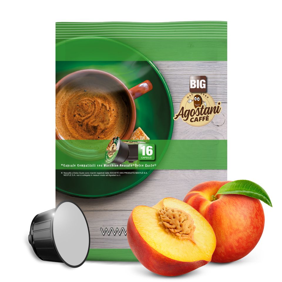 Picture of 16 Agostani Big Peach Tea capsules compatible with Nescafé Dolce Gusto system