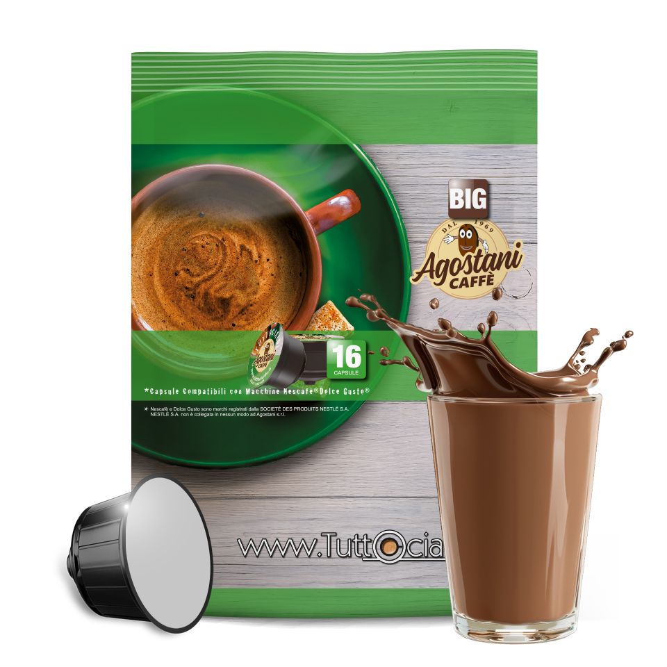 Picture of 16 Agostani Big Chocolate Capsules compatible with Nescafé Dolce Gusto system