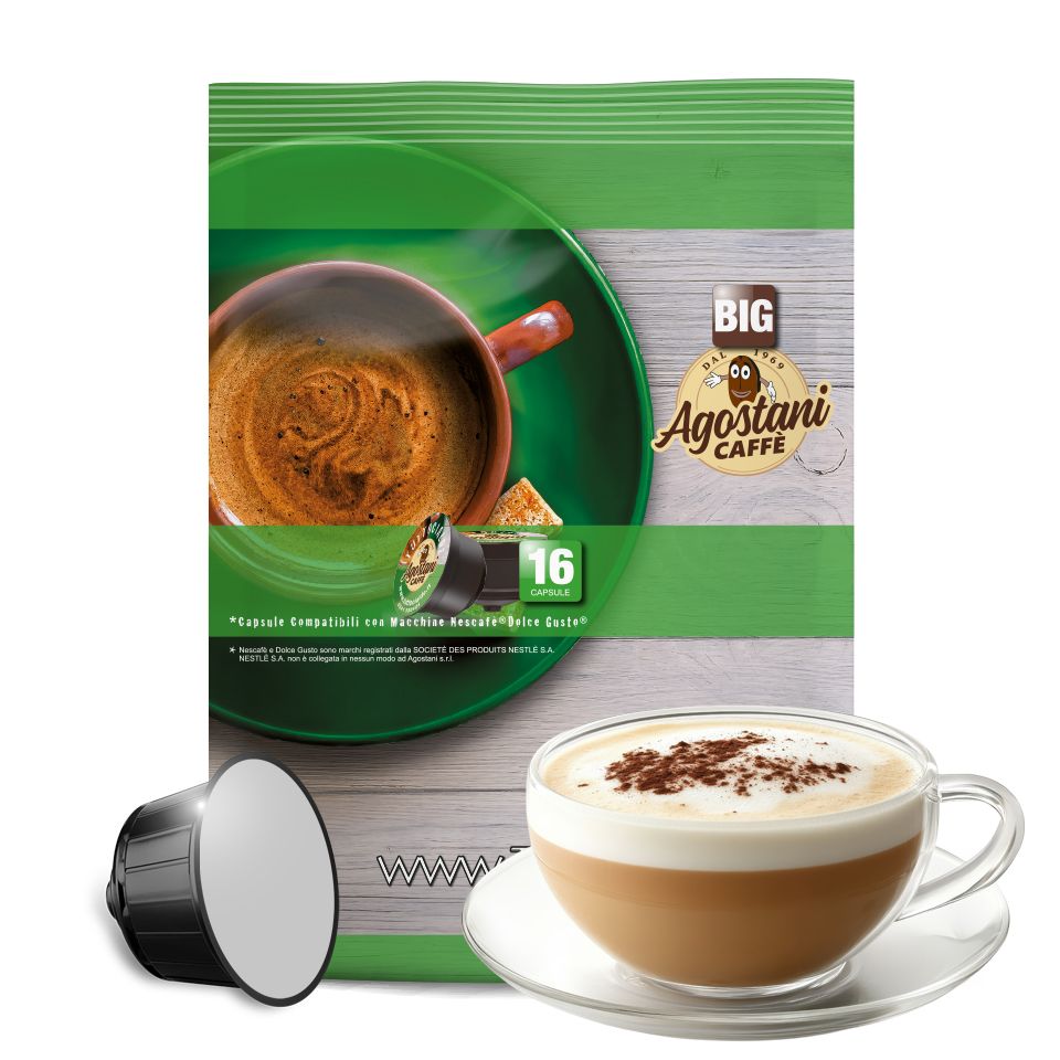 Picture of 16 Agostani Big Cappuccino Capsules compatible with Nescafé Dolce Gusto system