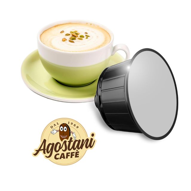 16 Agostani Big Cappuccio Pistachio Capsules Compatible with Nescafé Dolce Gusto