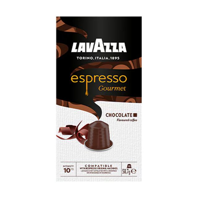 Show details for 10 aluminium coffee capsules Lavazza Espresso Gourmet CHOCOLATE Nespresso compatible 10 aluminium coffee capsules Lavazza Espresso Gourmet CHOCOLATE Nespresso compatible