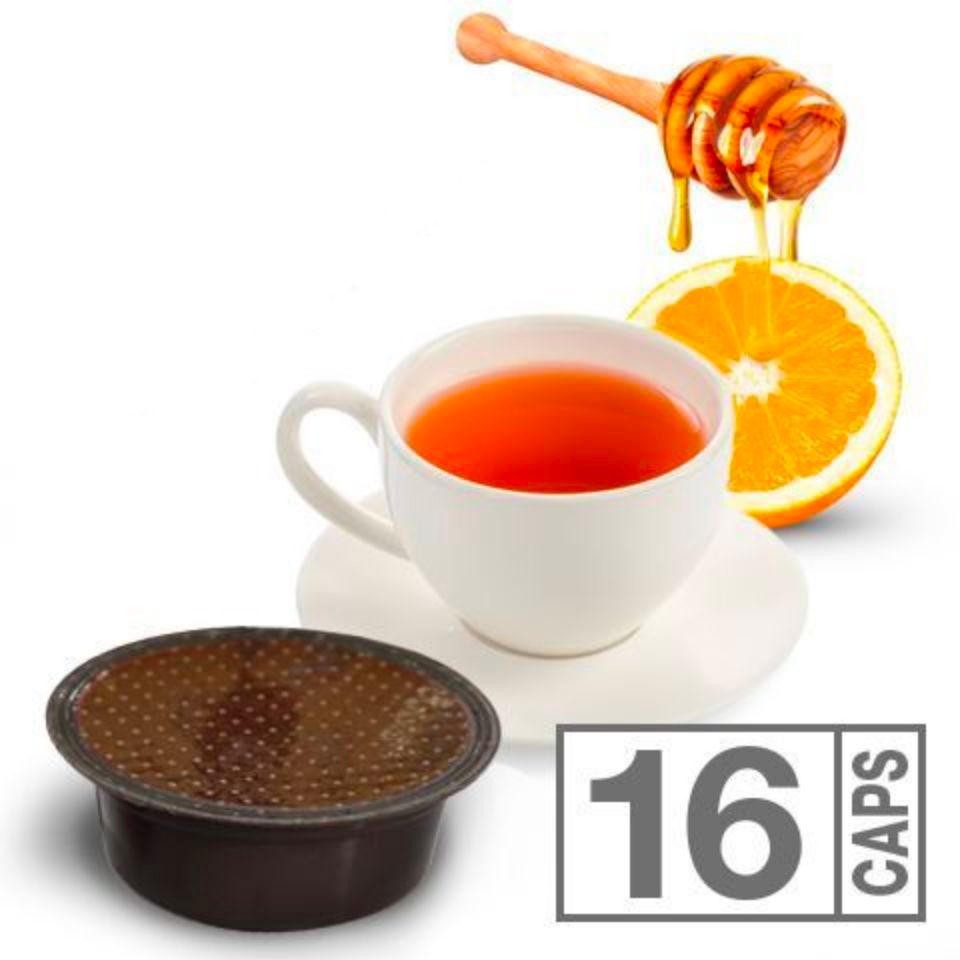 Picture of 16 Agostani Chamomile tea, honey and orange capsules compatible with Lavazza A Modo Mio System Picture of 16 Agostani Chamomile tea, honey and orange capsules compatible with Lavazza A Modo Mio System
