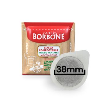 100 Cialde caffè Borbone miscela ROSSA filtrocarta  38 mm  