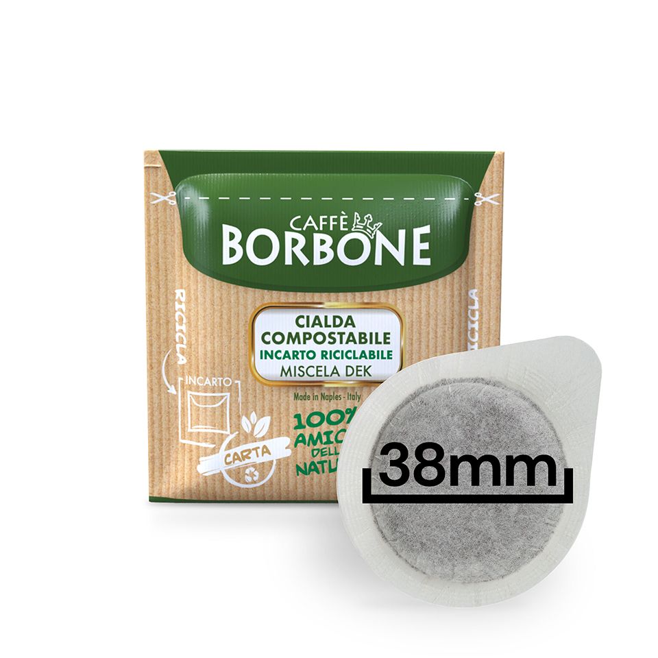 Picture of 100 Cialde caffè Borbone miscela DEK filtrocarta 38 mm