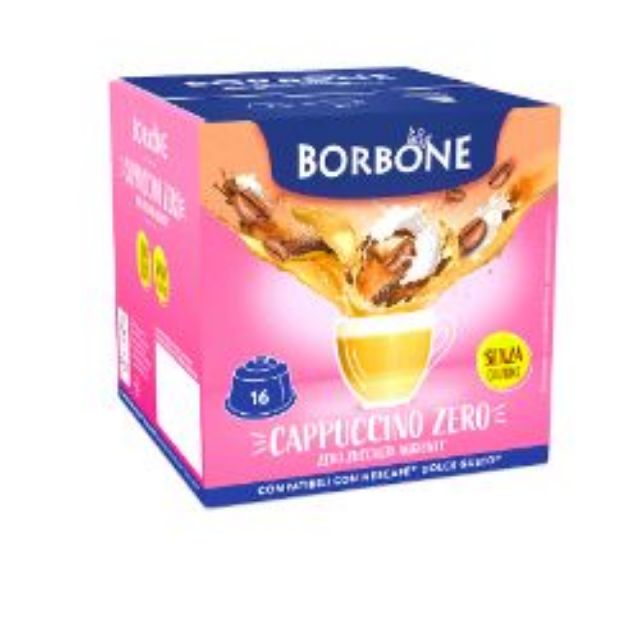 16 Borbone Capsules Compatible with Nescafè Dolce Gusto Machines, CAPPUCCINO FLAVOR, ZERO, LOW FAT