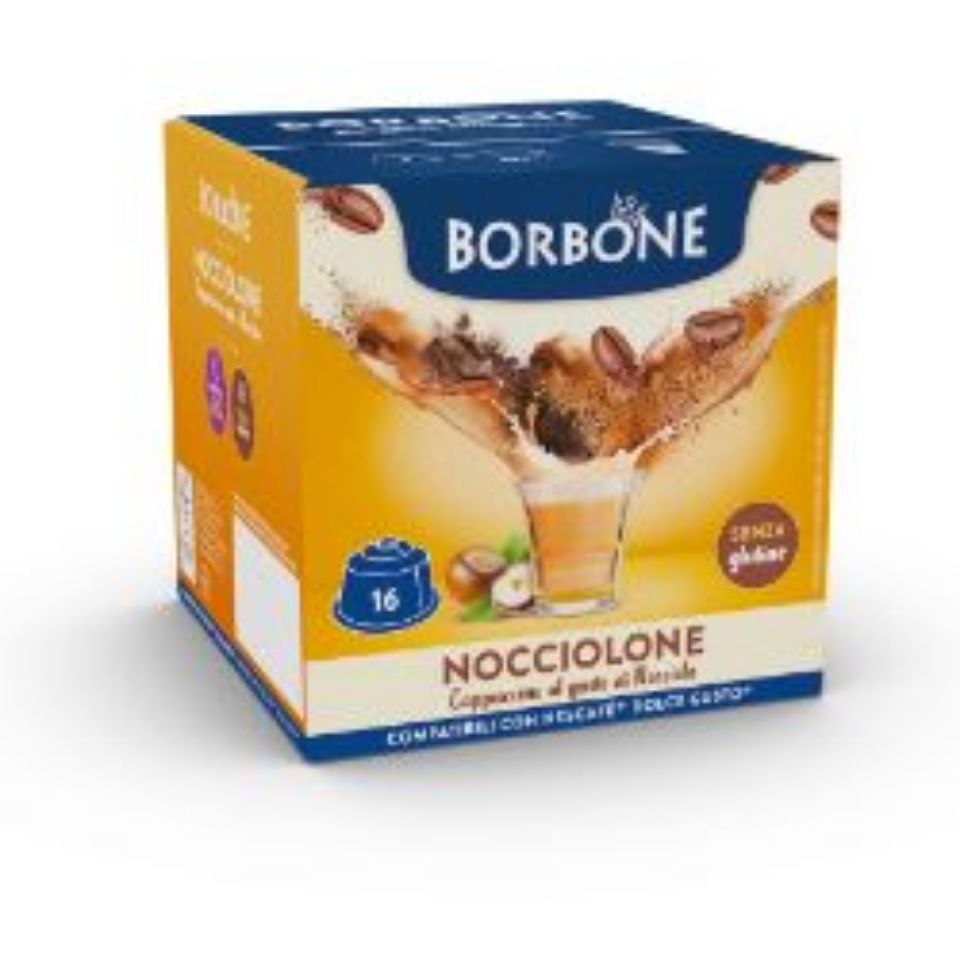 Picture of 16 Borbone Capsules Compatible with Nescafè Dolce Gusto Machines NOCCIOLONE WITH CAPPUCCINO AND HAZELNUT FLAVOUR