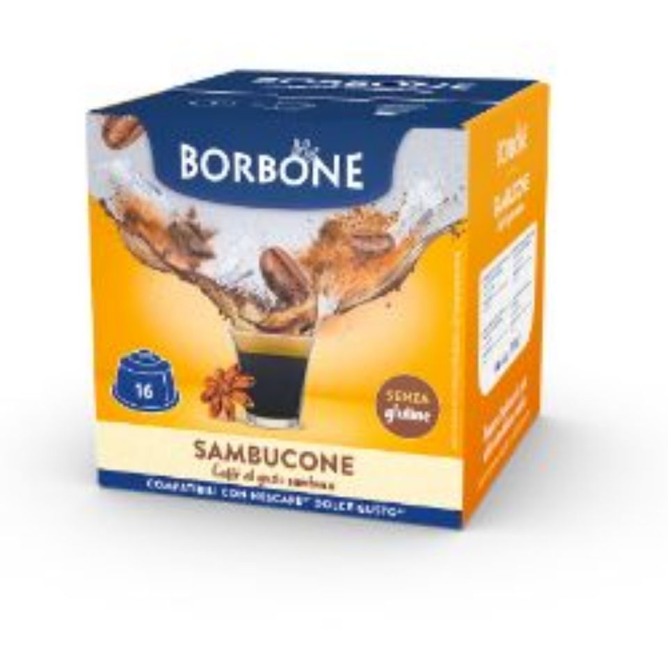 Picture of 16 Borbone Capsules Compatible with Nescafè Dolce Gusto machines SAMBUCONE WITH COFFEE AND SAMBUCA FLAVOUR