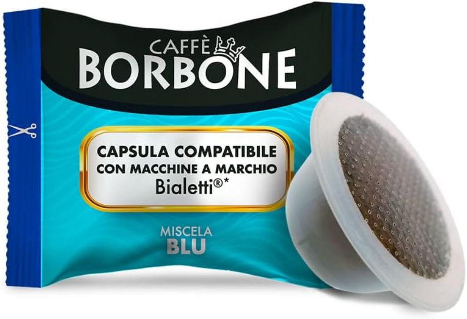 Picture of 100 Caffè Borbone BLUE blend capsules compatible with Bialetti