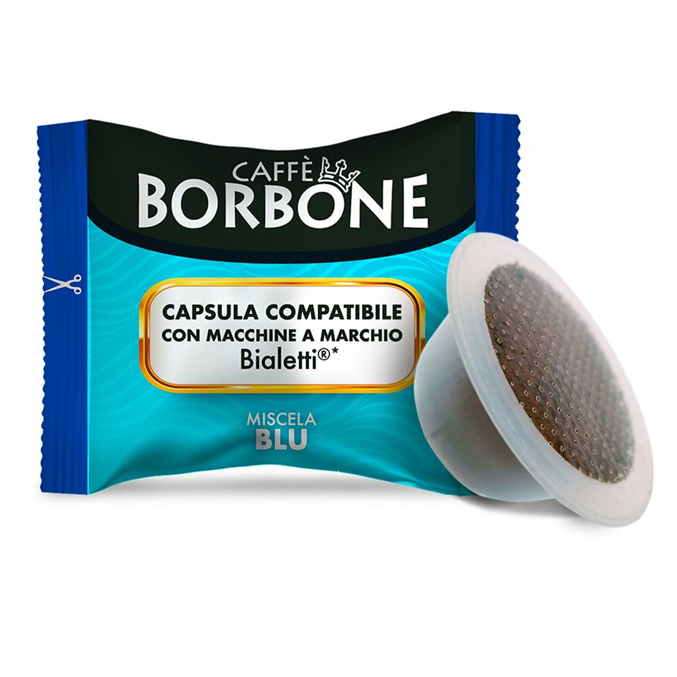 Picture of 100 Caffè Borbone BLUE blend capsules compatible with Bialetti