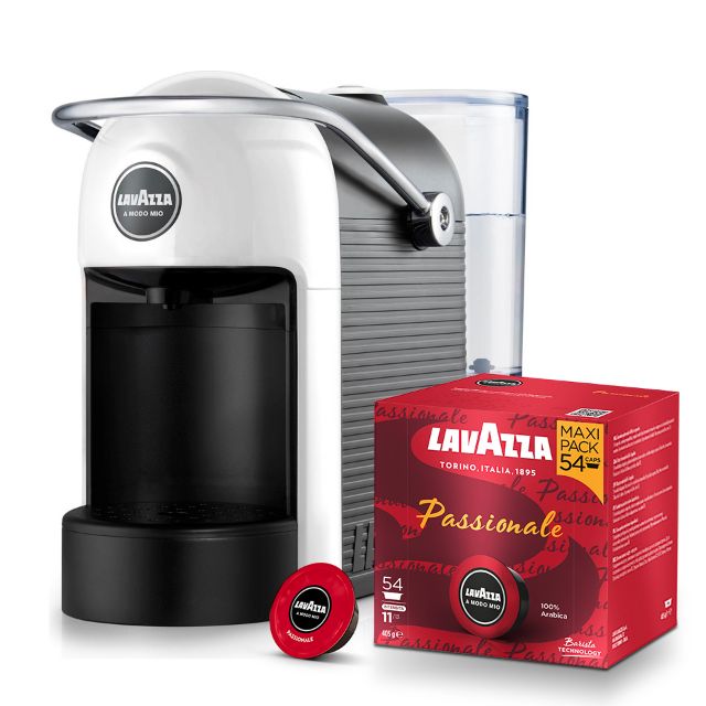 Offer: JOLIE Bianca coffee machine + 216 Lavazza Caps A Modo Mio Passionale with Free Shipping