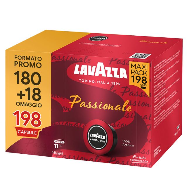 180 coffee capsules of Lavazza Passionale A Modo Mio line